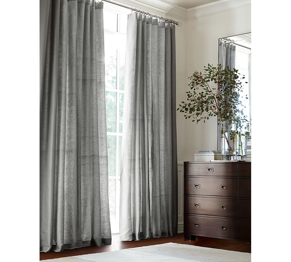 Linen Silk Blend Curtain Pottery Barn   Dupioni Silk Blackout Curtain Z 