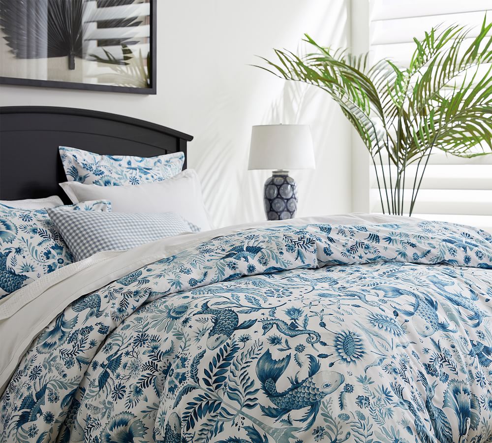 Athena Print Organic Percale Patterned Duvet Cover & Sham Pottery Barn