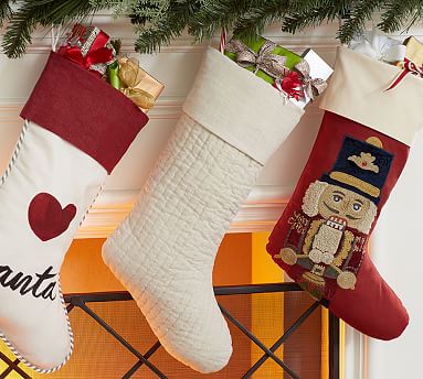 Linen Channel Quilted Stocking | Pottery Barn