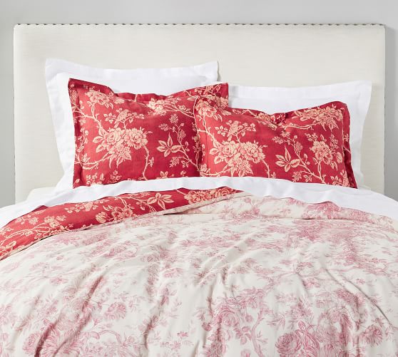 pink toile duvet cover