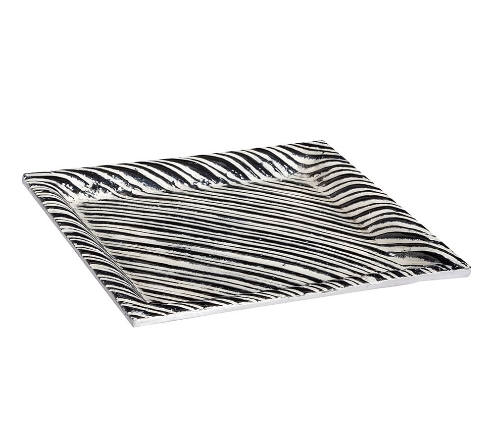 Striped Black and White Ceramic Tray | Pottery Barn