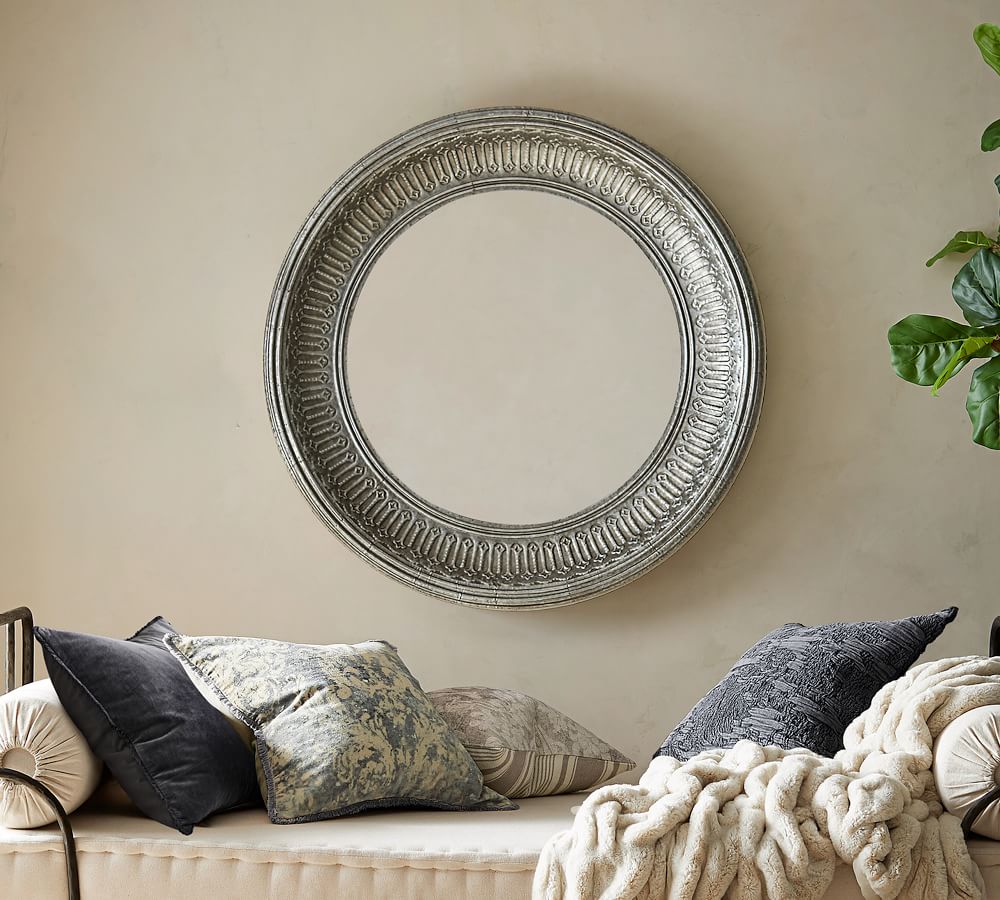 Winslet Galvanized Round Mirror Pottery Barn