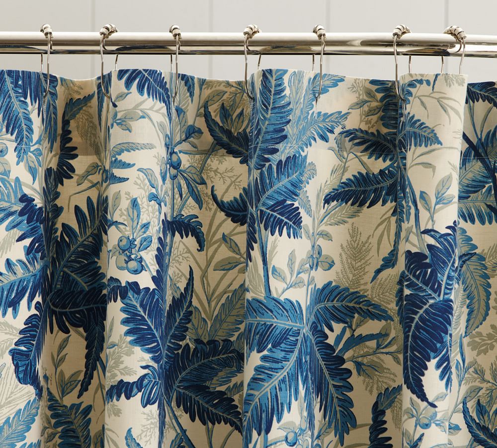 Kiawah Palm Cotton/Linen Shower Curtain Pottery Barn