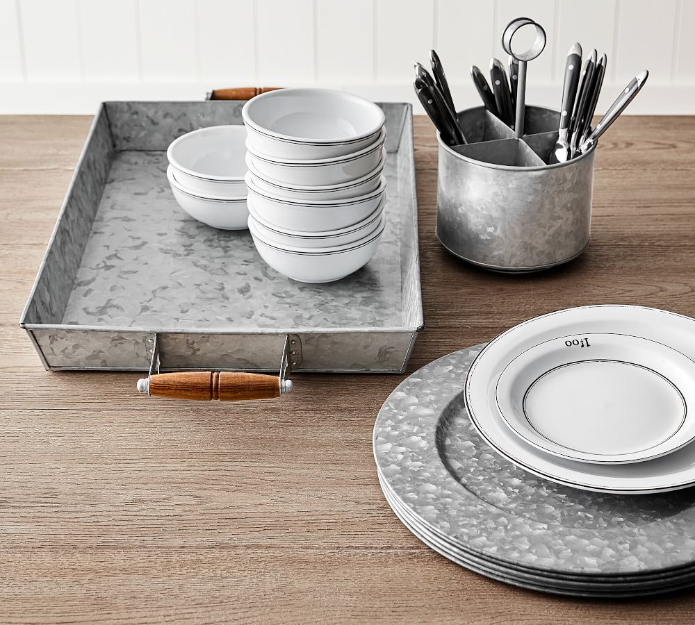 Galvanized Metal Charger Plates Pottery Barn