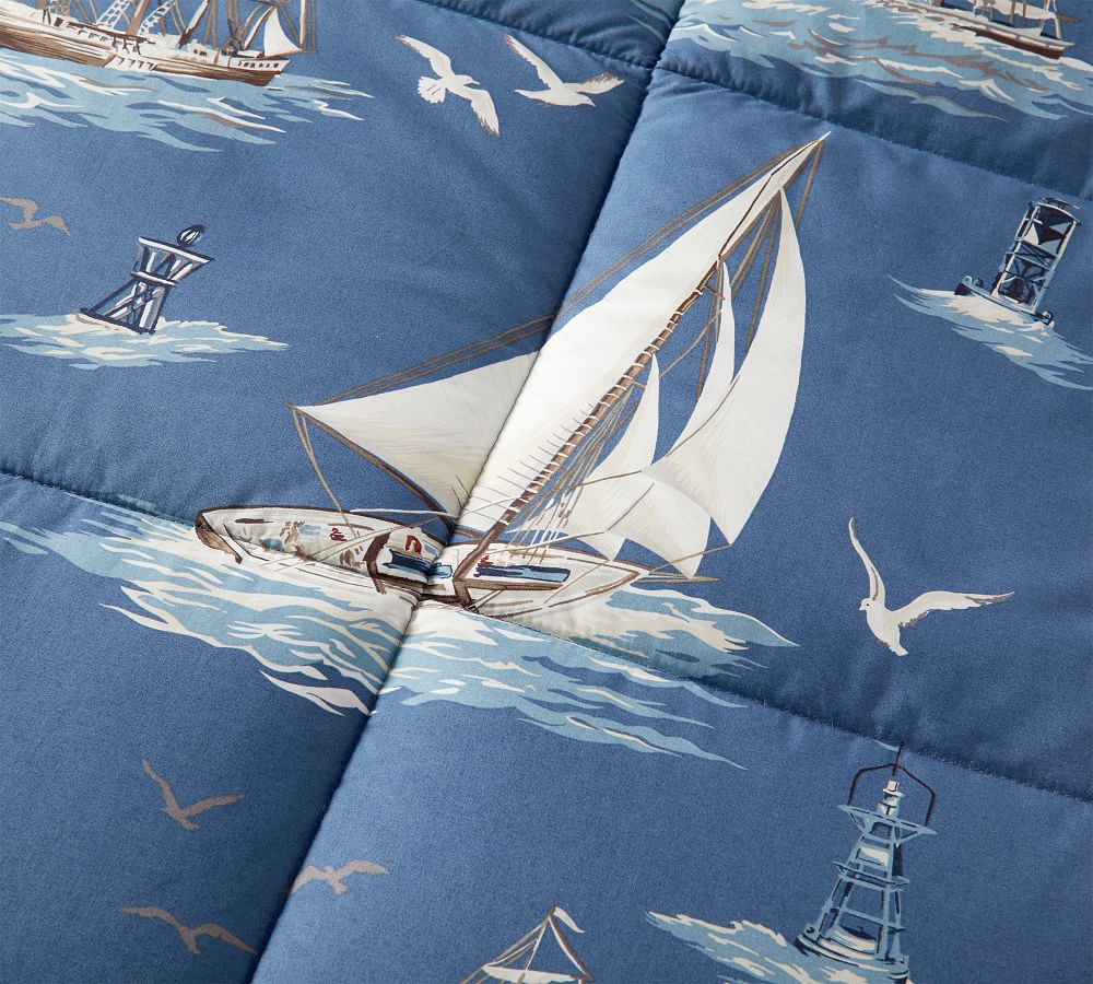 Sailboat Reversible Percale Comforter & Shams Pottery Barn
