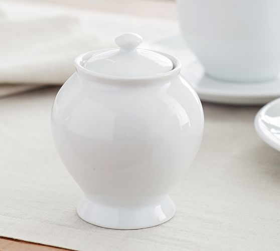 white ceramic sugar bowl