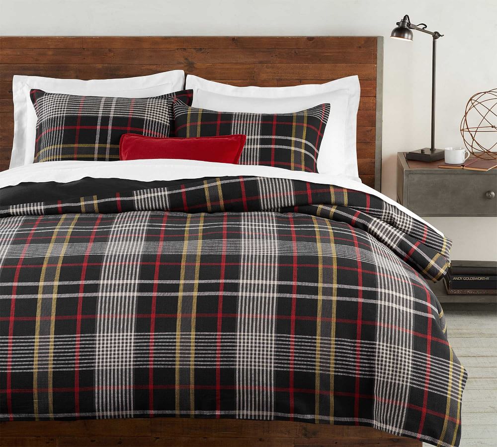 pottery barn plaid duvet cover