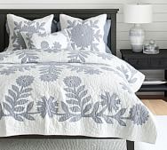NEW Pottery Barn Karly SILVER SNOWFLAKE White Coverlet Quilt FULL QUEEN KING CAL 
