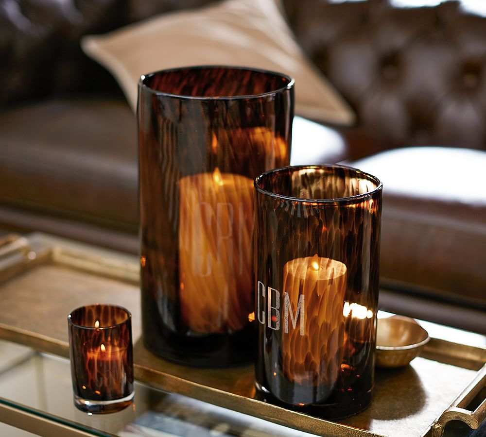Tortoiseshell Glass Hurricane Candle Holder Pottery Barn