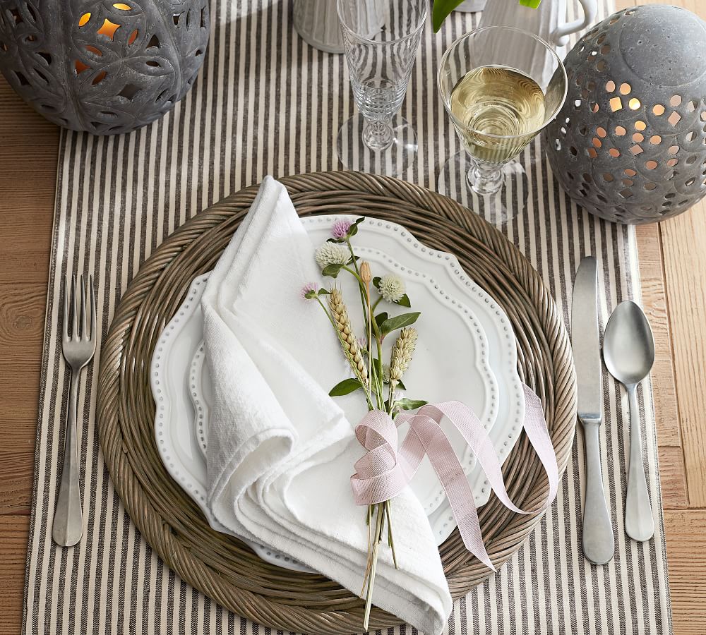Wheaton Striped Linen/Cotton Table Runner Pottery Barn