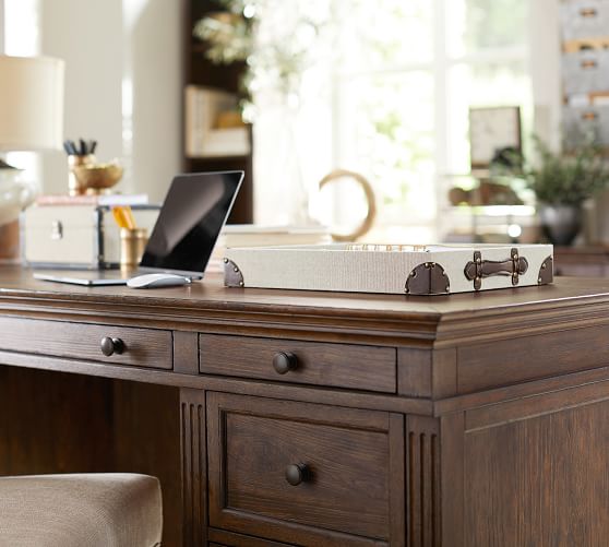 white desk with marble top