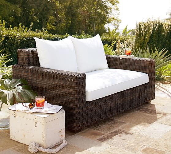 pottery barn wicker loveseat