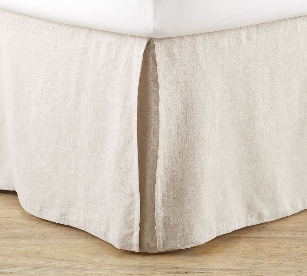 Belgian Flax Linen Bed Skirt with Side Pleats Pottery Barn