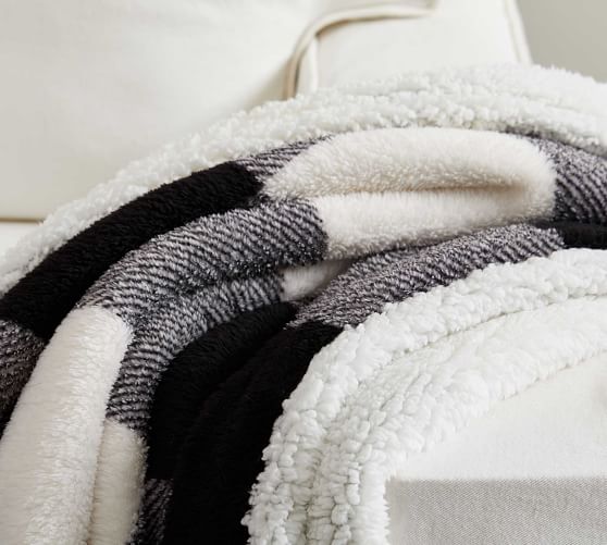 Buffalo Check Sherpa Back Throw Blanket 