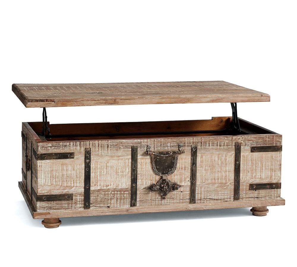 Kaplan Rectangular Reclaimed Wood LiftTop Coffee Table Pottery Barn