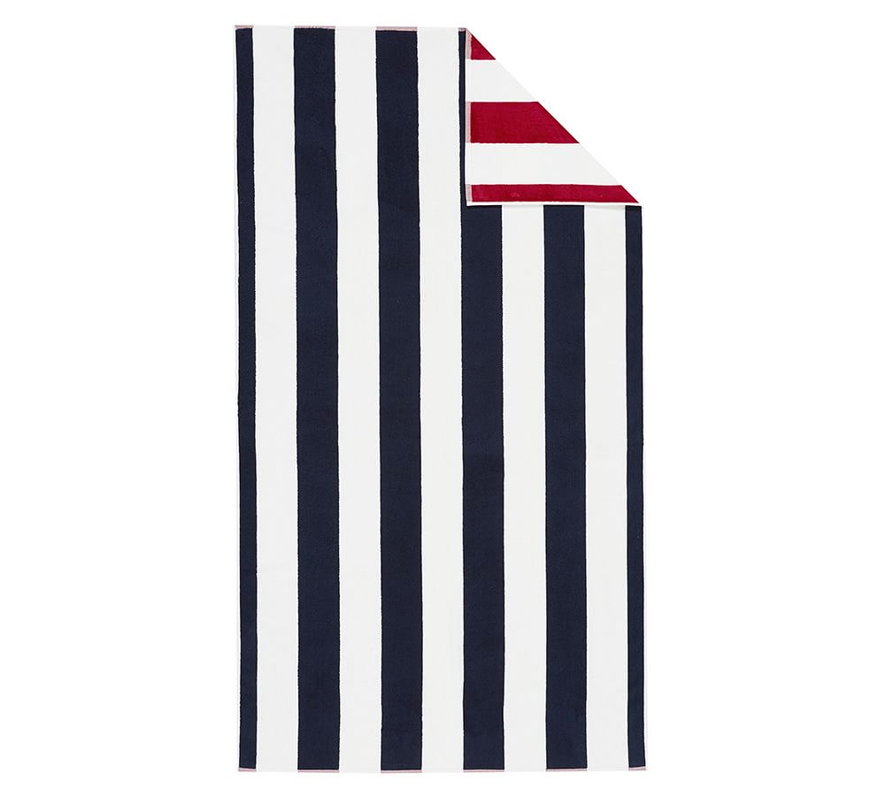 Reversible Awning Striped Beach Towel - Red/Navy | Pottery Barn