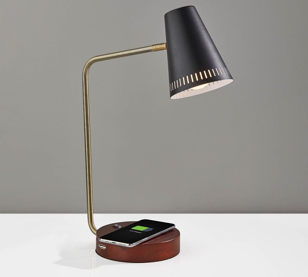 Weatherford Wood Charge Task Table Lamp Pottery Barn