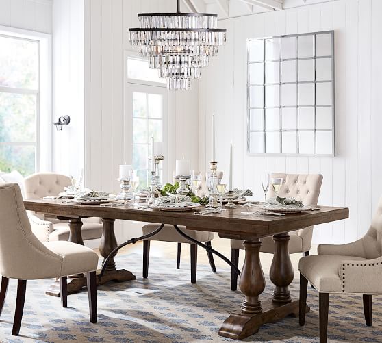 round chandelier rectangular table