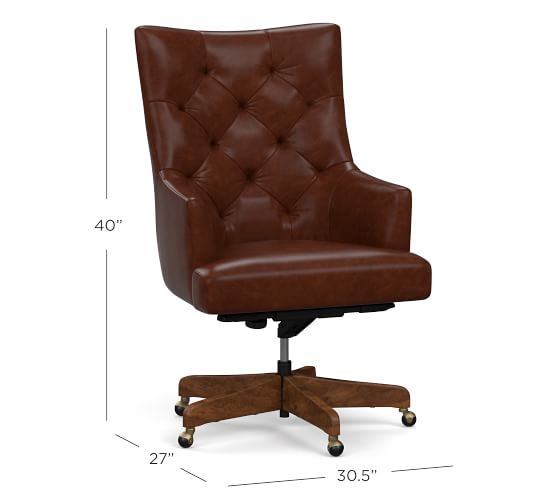 leather upholstered swivel desk chair