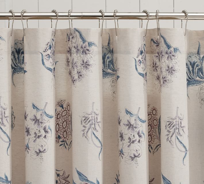 Abigail Floral Cotton/Linen Shower Curtain Pottery Barn