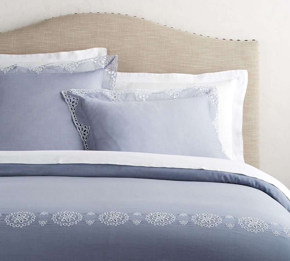 Stella Eyelet Patterned Duvet Cover & Sham Pottery Barn