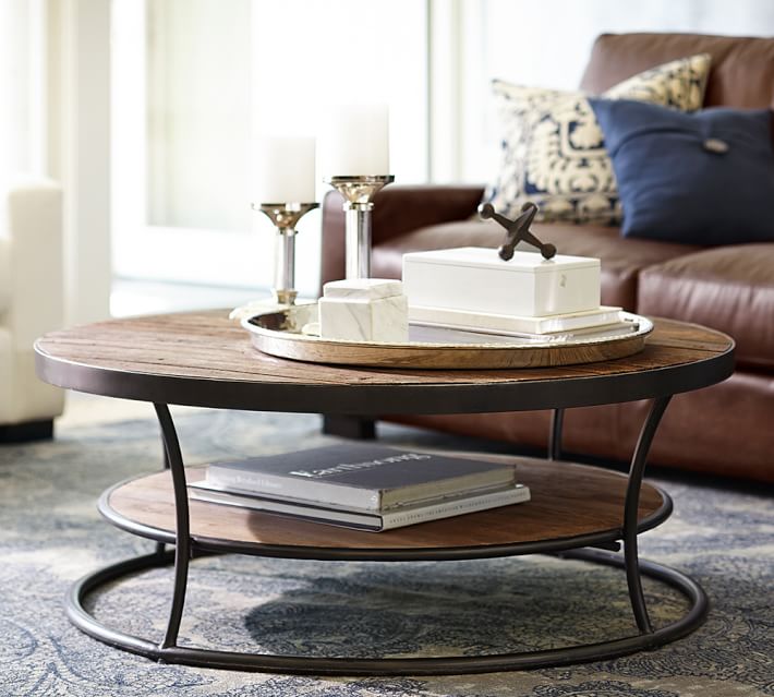 round wood coffee table pottery barn