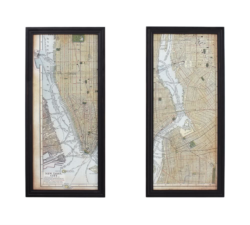 Framed New York City Map Dyptich Wall Art Pottery Barn