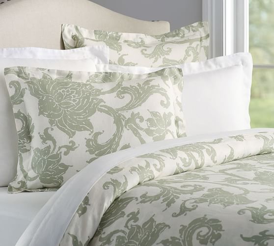 pottery barn green duvet cover