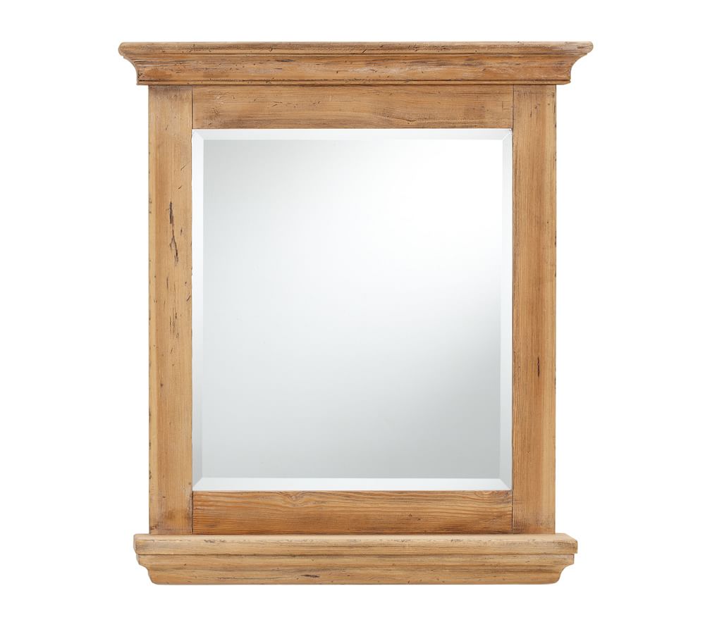 Mason Reclaimed Wood Mirror with Shelf Wax Pine finish Pottery Barn