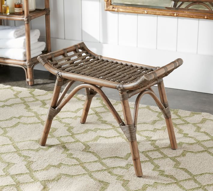 pottery barn rattan stool