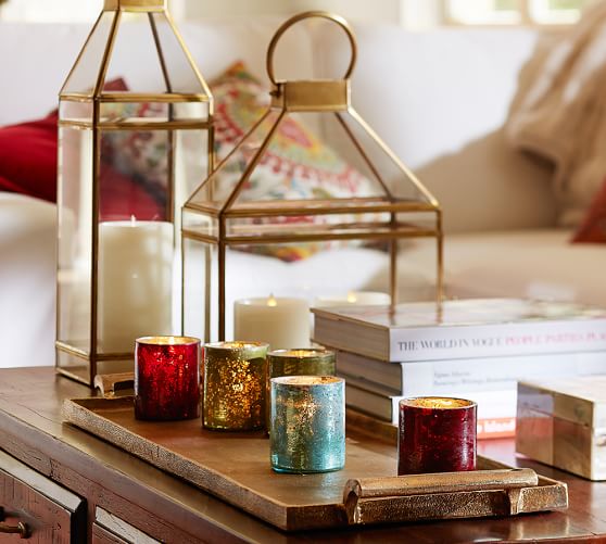 Washed Jewel Tone Votive Cup Set of 5 Candle Holder Pottery Barn