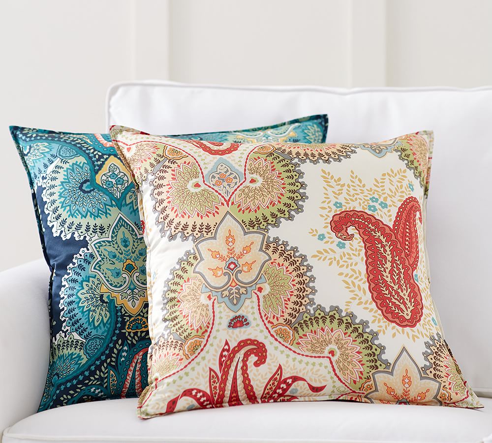 Linden Print Silk Decorative Pillow Cover Pottery Barn