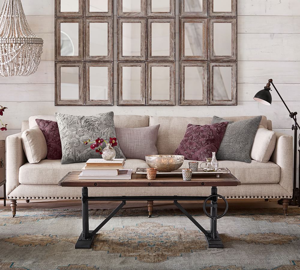 Maddie Textured Pillow Cover Smoke Pottery Barn