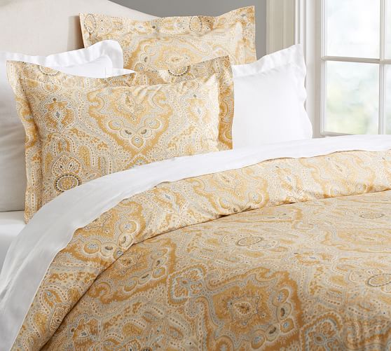 pottery barn yellow duvet