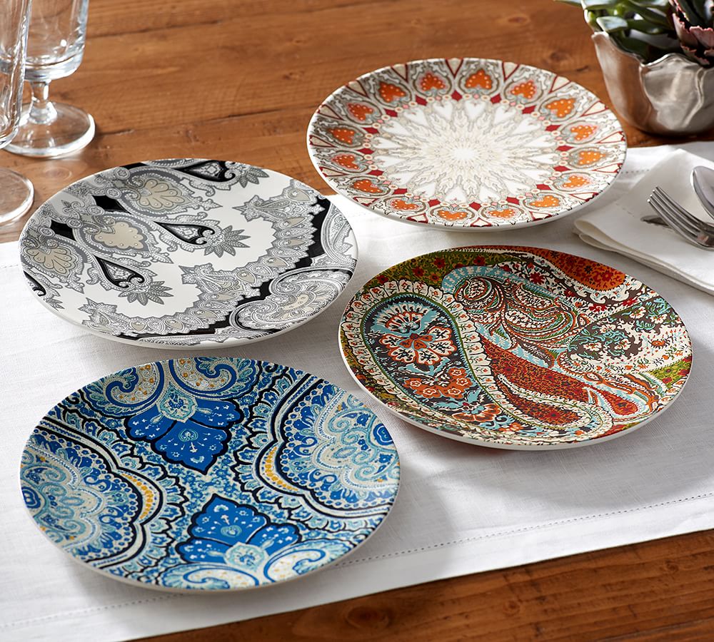 Paisley Salad Plates, Mixed Set of 4 Pottery Barn