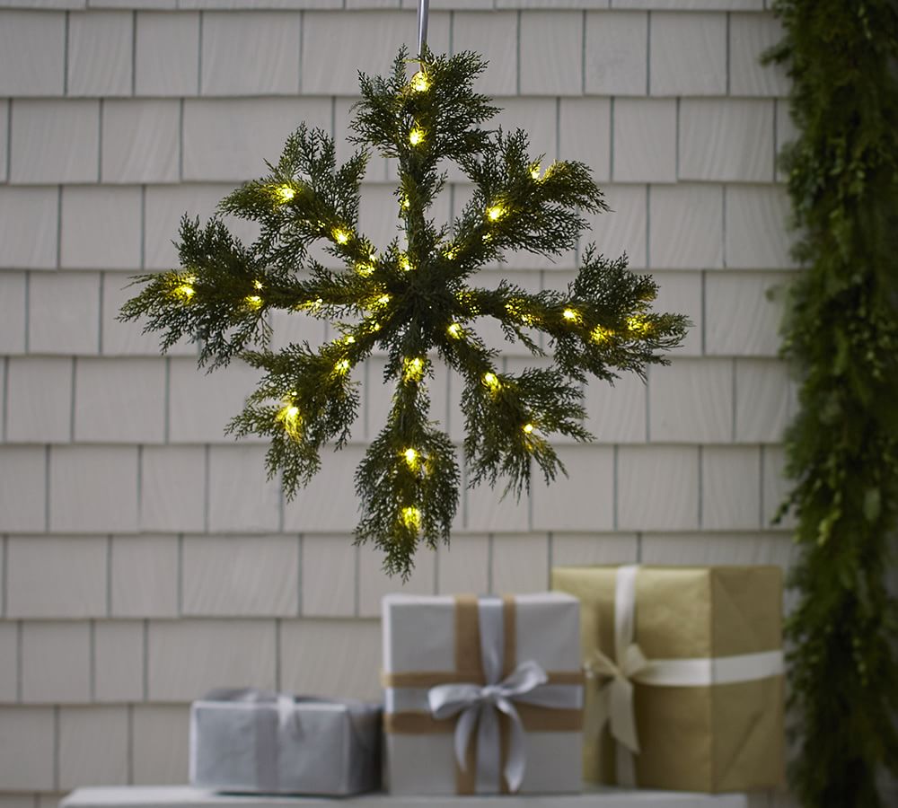 Faux Lit Cypress Hanging Snowflake Pottery Barn