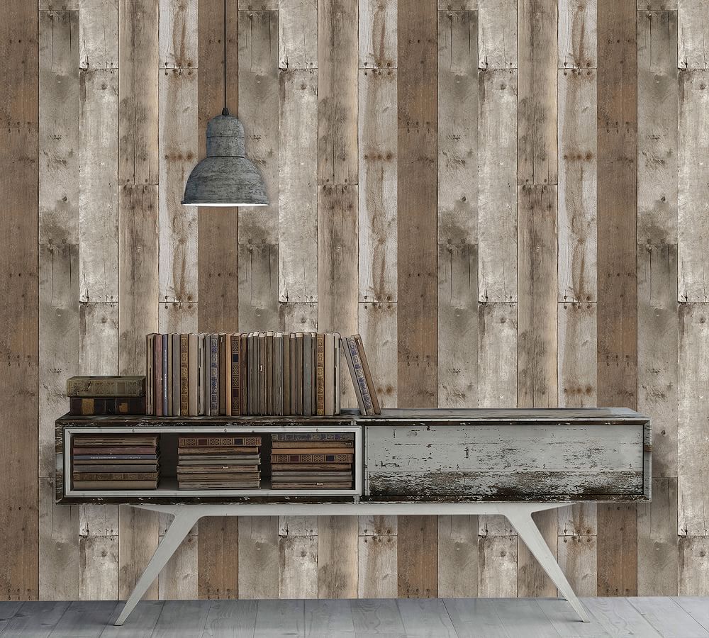 Repurposed Wood Removable Wallpaper Pottery Barn
