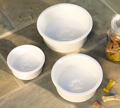 ceramic paw print dog bowls