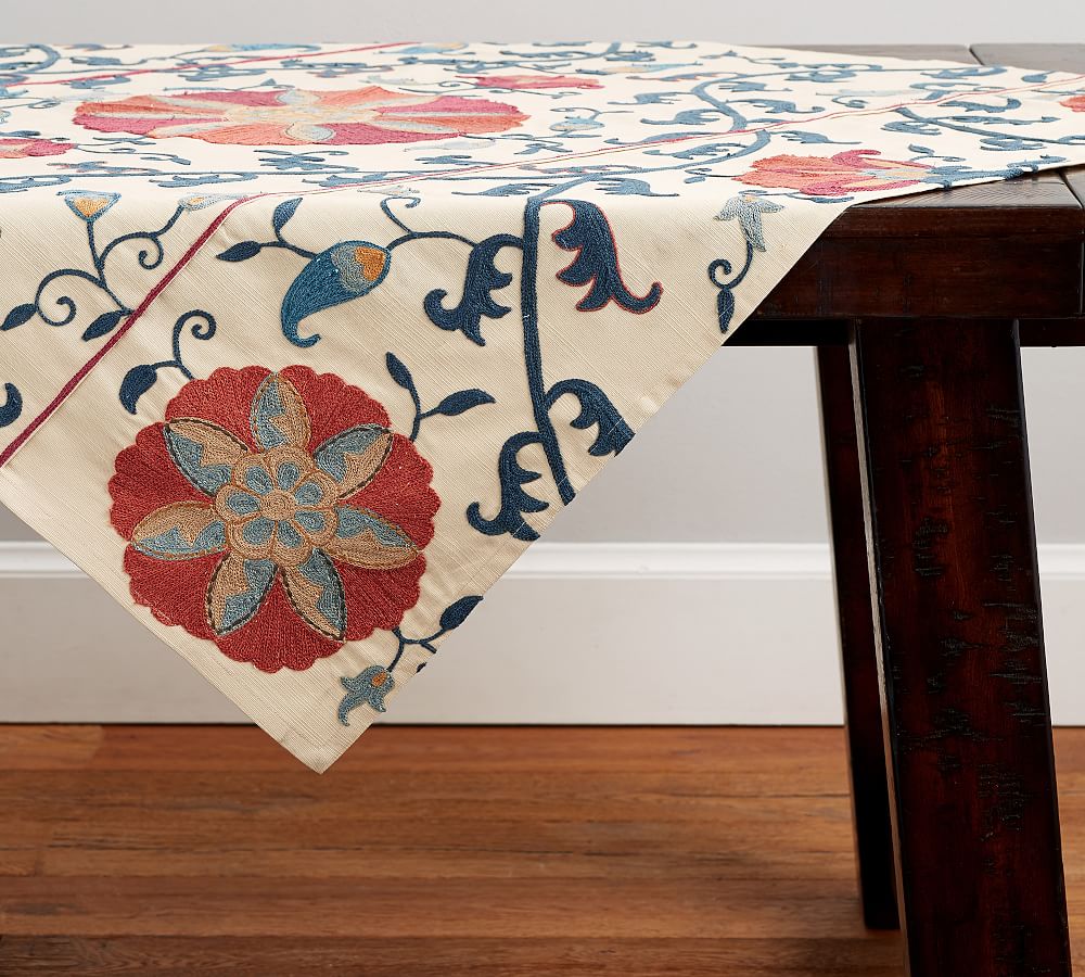 Rozelle Suzani Embroidered Table Throw Pottery Barn