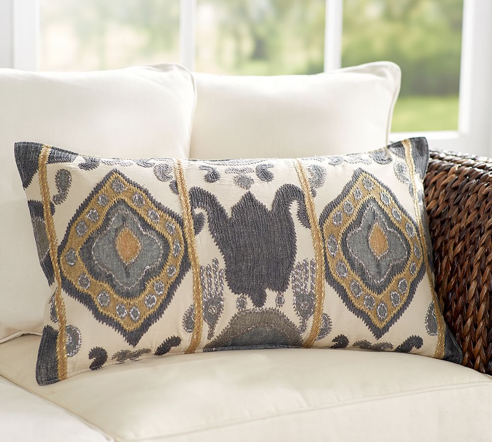 Chiara Ikat Lumbar Pillow Cover Pottery Barn