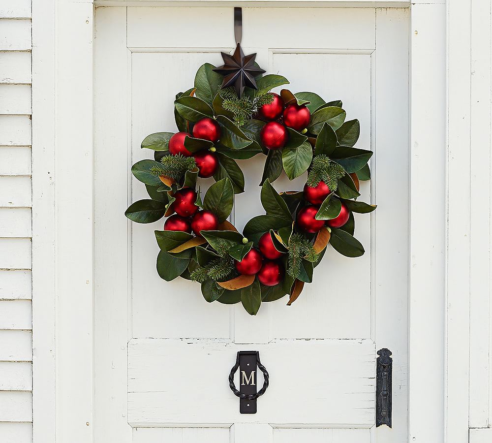 Outdoor Christmas Ornament Magnolia Wreath & Garland Red Pottery Barn