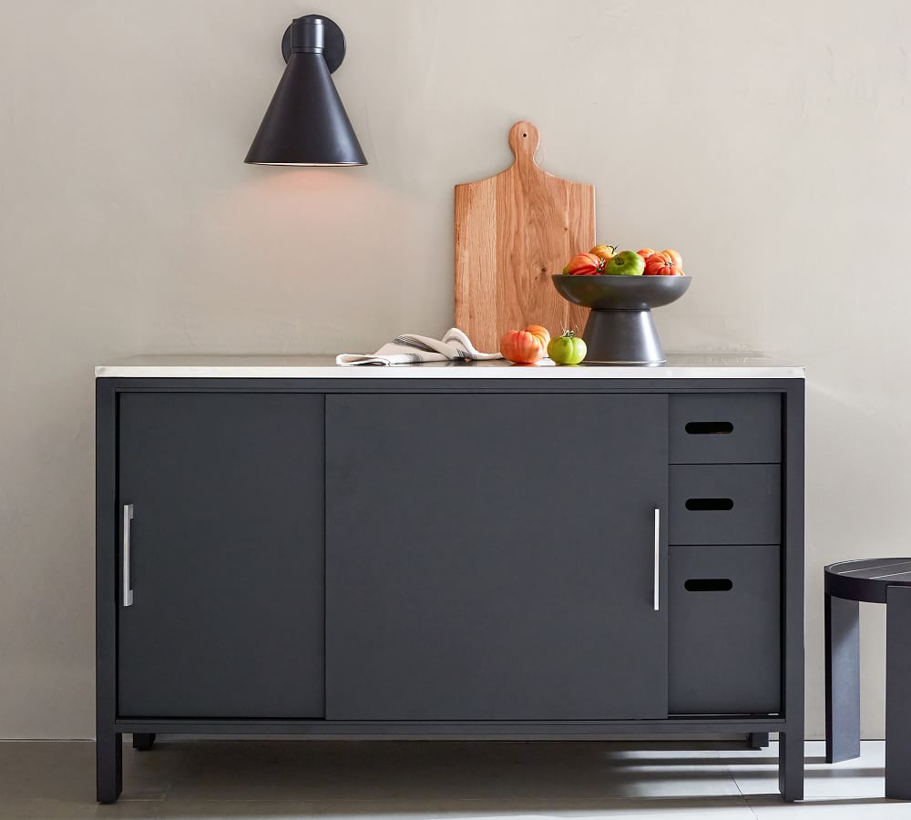 Malibu Metal Outdoor Kitchen Double Black Pottery Barn