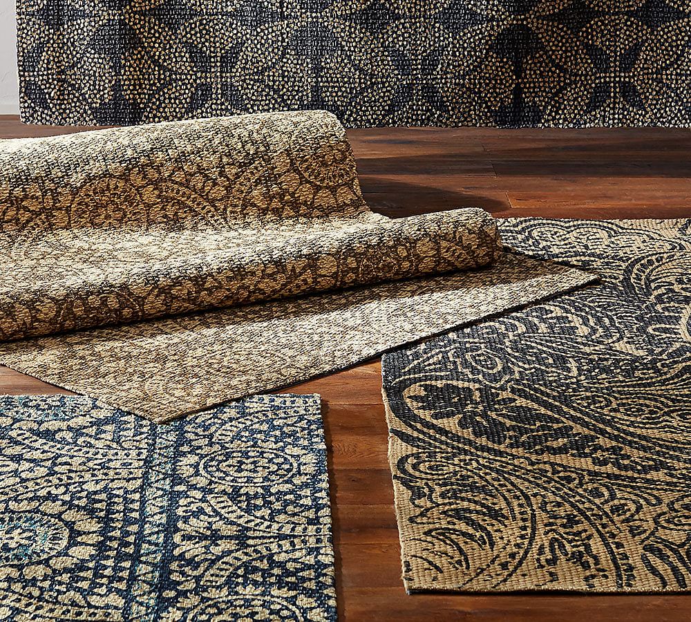 Sunny Printed Natural Fiber Rug Blue Pottery Barn