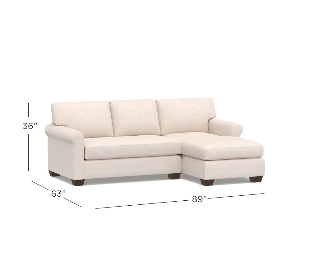 York Roll Arm Upholstered Sofa Chaise Sectional | Pottery Barn