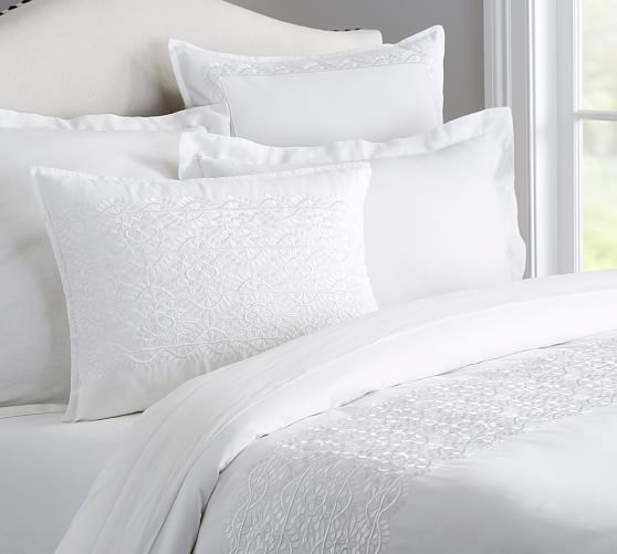 white embroidered duvet cover queen