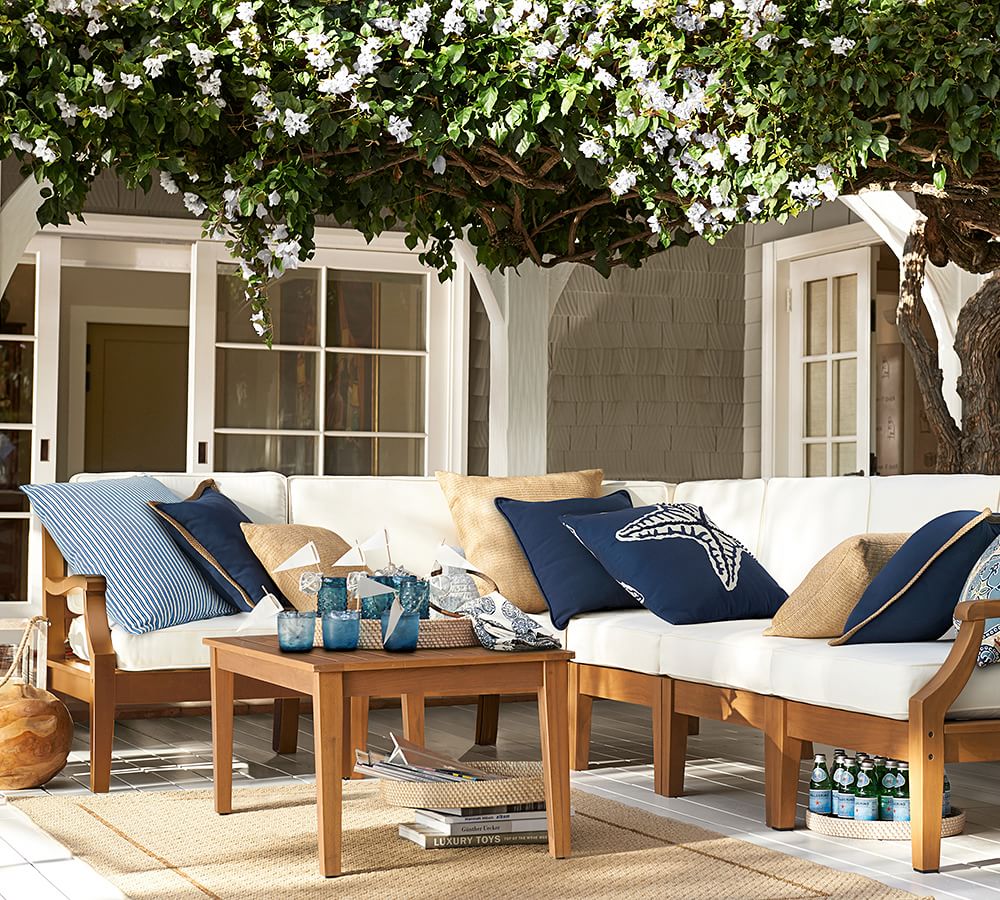 Faux Natural Fiber Trim Indoor/Outdoor Pillows Pottery Barn