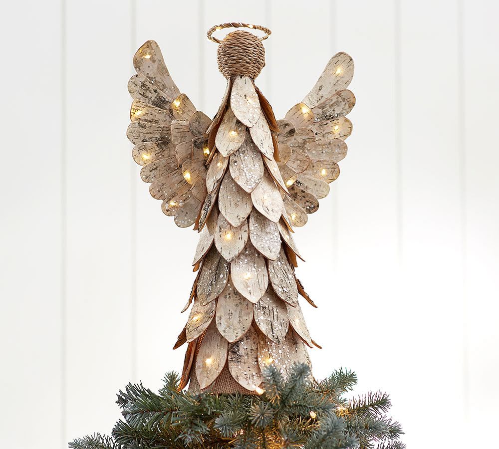 Lit Birch Angel Christmas Tree Topper | Pottery Barn