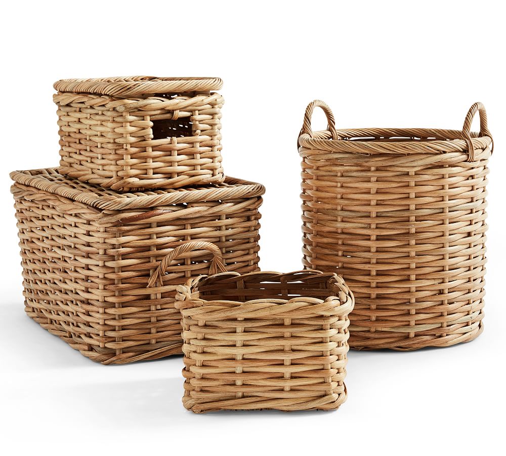 Aubrey Woven Storage Basket Collection Natural Pottery Barn