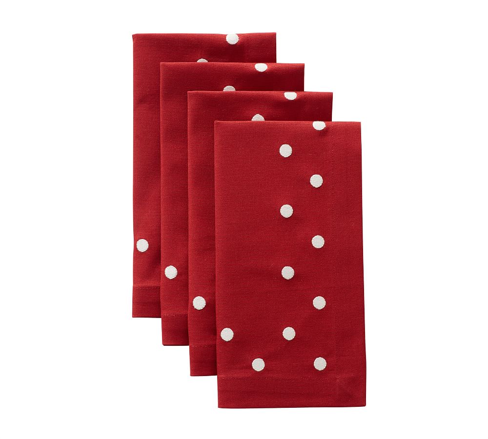 Polka Dot Embroidered Cotton Napkins Set of 4 Pottery Barn
