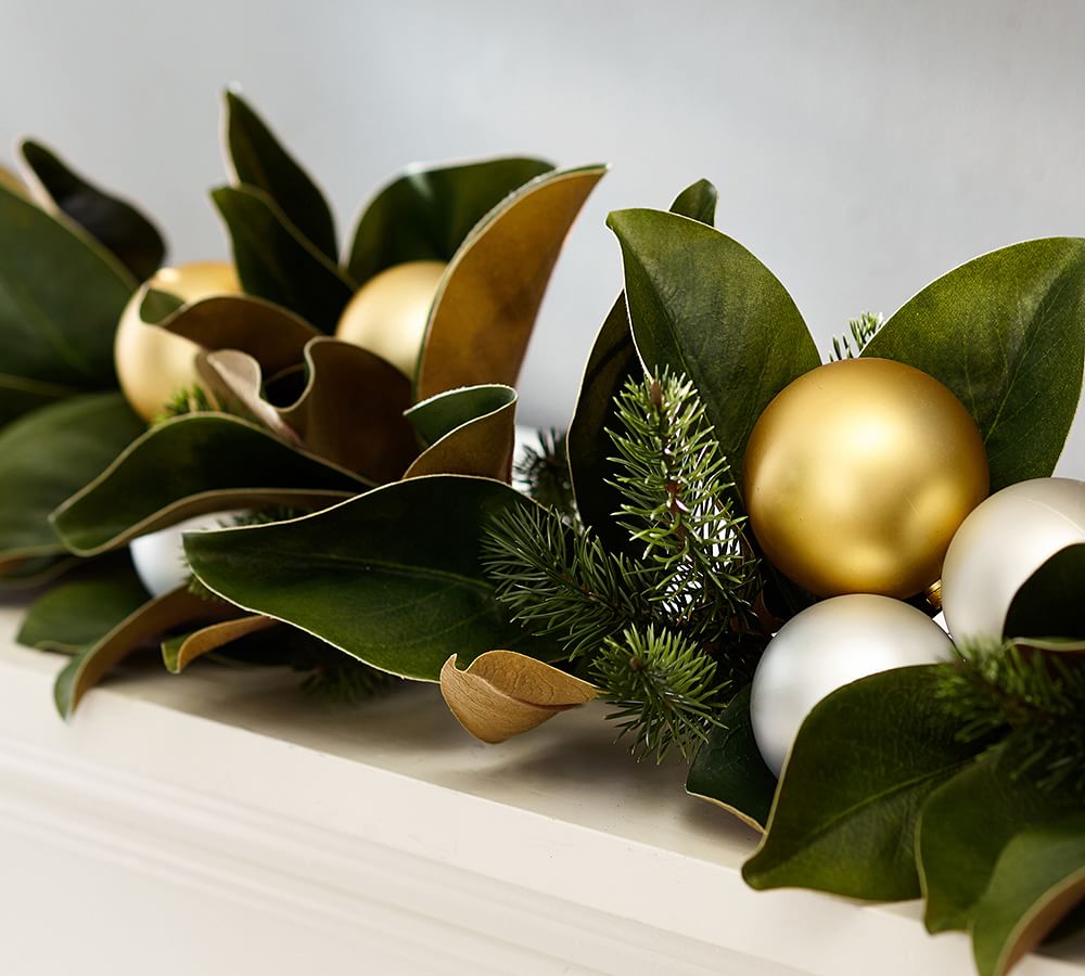 Outdoor Ornament Magnolia Wreath & Garland Gold/Silver Pottery Barn